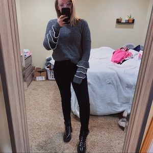 Ruffled sleeve sweater